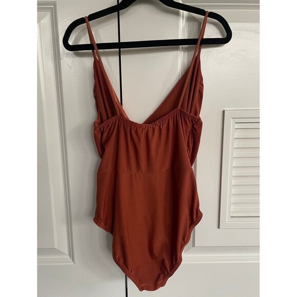 Cowlneck body suit. Burnt orange. Size 2. Nasty Gal. Like new. - Picture 3 of 4